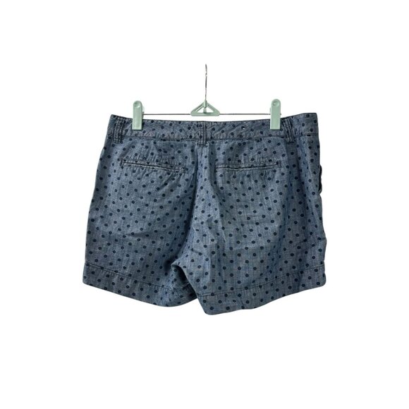 Old Navy Womens Blue Chambray Shorts Cotton Navy Polka Dots Pockets Size 10 - Picture 4 of 8